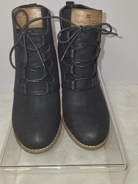 Nautica Women's Black Lace-Up Ankle Boots